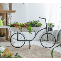 38.5x14.5x25.5" Black and White Bicycle Plant Stand Planter