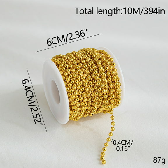 Holloyiver 32.8FT Christmas Tree Beads, Christmas Tree Garland Decoration, Plastic Hanging Beads Strands Chain for Christmas Holiday Home Mantle Fireplace Wreath Christmas Tree DIY Decor