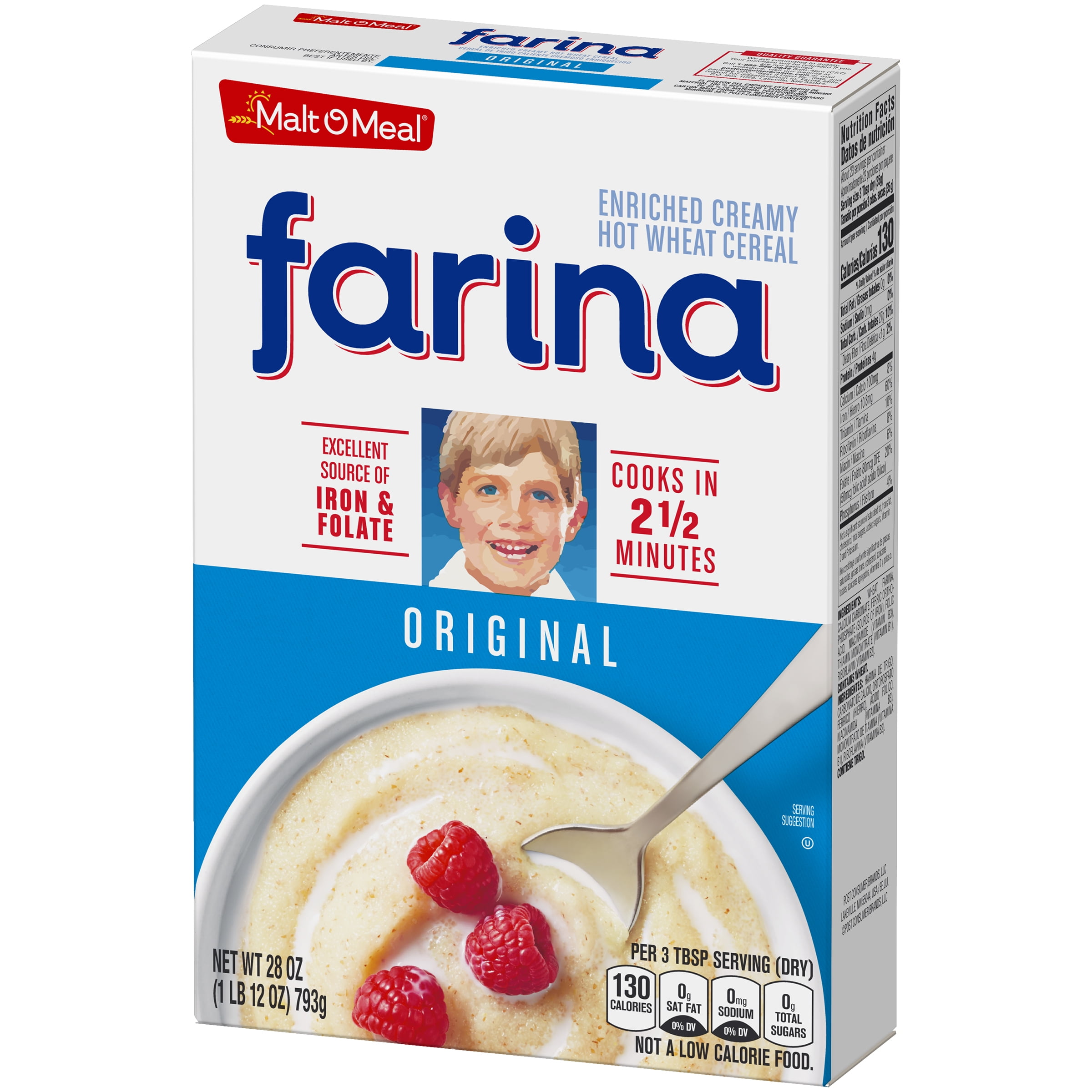 Malt O Meal Farina Fortified Creamy Hot Wheat Cereal Original, 28.0 oz - Walmart.com