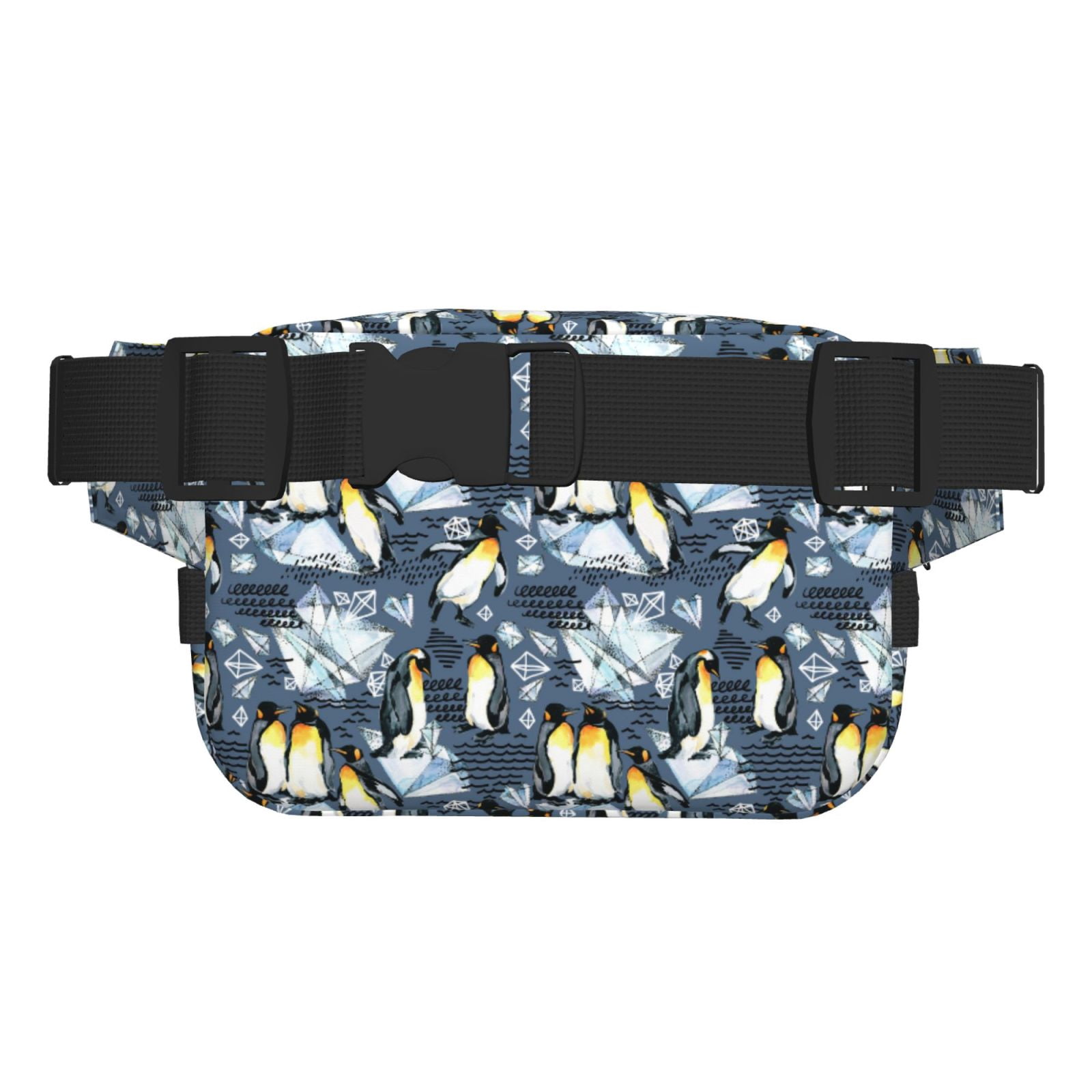 Rateoe Penguin Arctic Adventure Print Fanny Pack Belt Bag for Women and Men, Square Double-Layer Waterproof Waist Pack with Adjustable Strap for Hiking, Jogging, Cycling