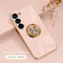 SaniMore Case for Samsung S23 Plus, Shockproof TPU Backplane Eletric Plating Border 360 Degree Rotating Ring/Holder Stand Feature Magnetic Car Mount Anti-drop Heavy Duty ProtectIve Case, Pink