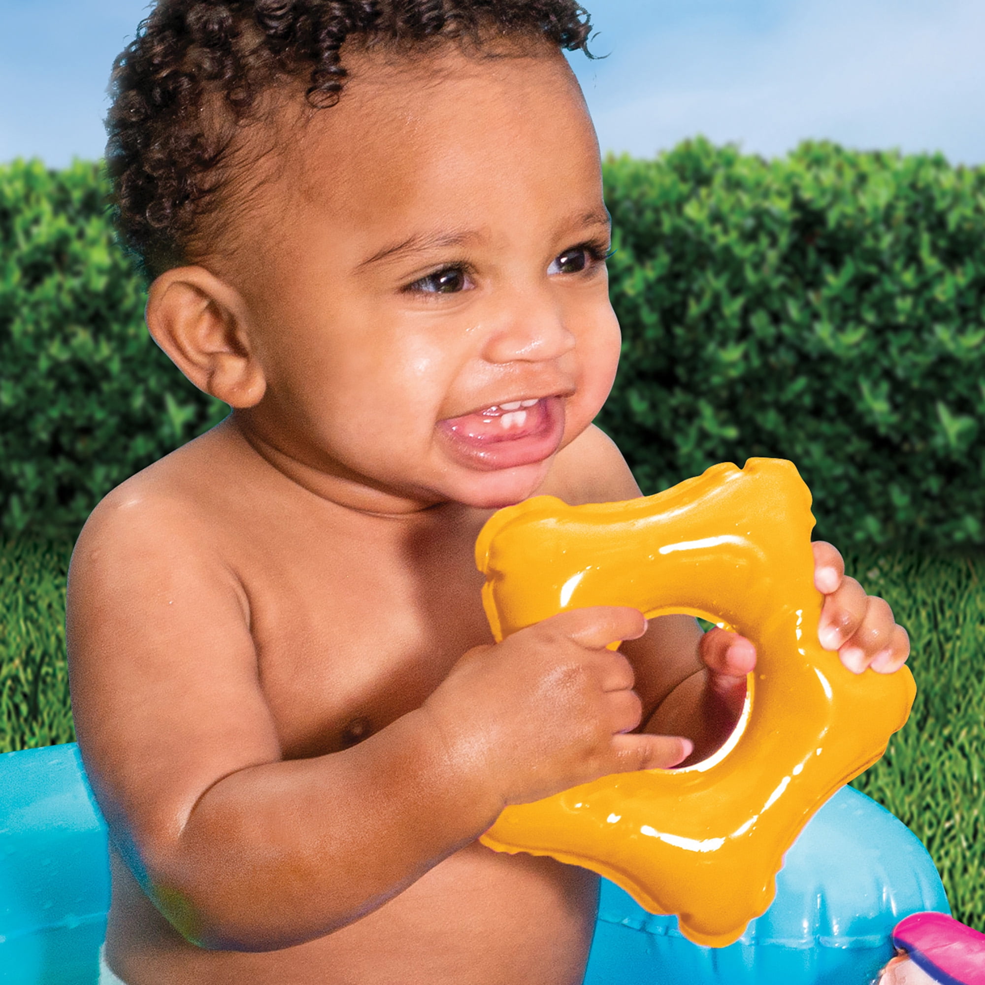 Banzai Jr. Backyard Inflatable Water-Sprinkling Splash Discovery Activity Center, Baby Pool, Age 9-24 Months