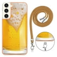 thumbnail image 5 of for Samsung Galaxy S22 Plus Crossbody Strap Phone Case, Anti-Fall Pattern Clear Design Transparent Soft & Flexible TPU Drop and Shockproof Protective Cover with Adjustable Nylon Neck Strap, Draft Beer, 5 of 7