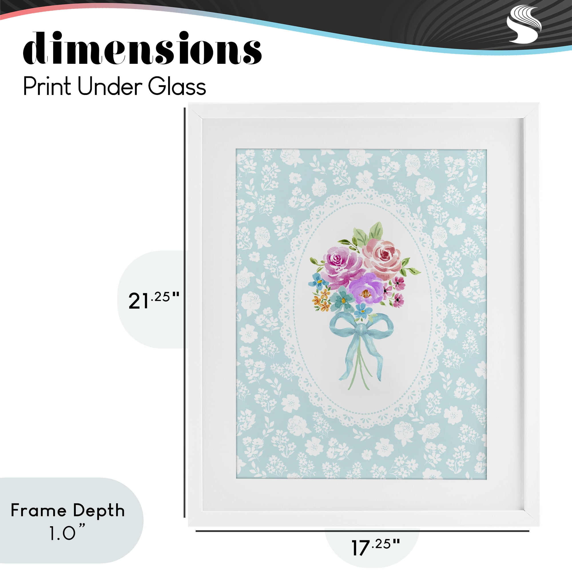 Stupell Industries Aqua Feminine Bouquet White Framed Print Under Glass, design by Corinne Haig