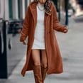 thumbnail image 3 of Womens Winter 2024 Long Sleeve Solid Front Open Hooded Cardigan Jacket Jacket With Pockets Winter Coats for Women plus Size Thick 3 Season Trench Coat Womens plus Size Fall Coats Anorak Jacket Women, 3 of 6
