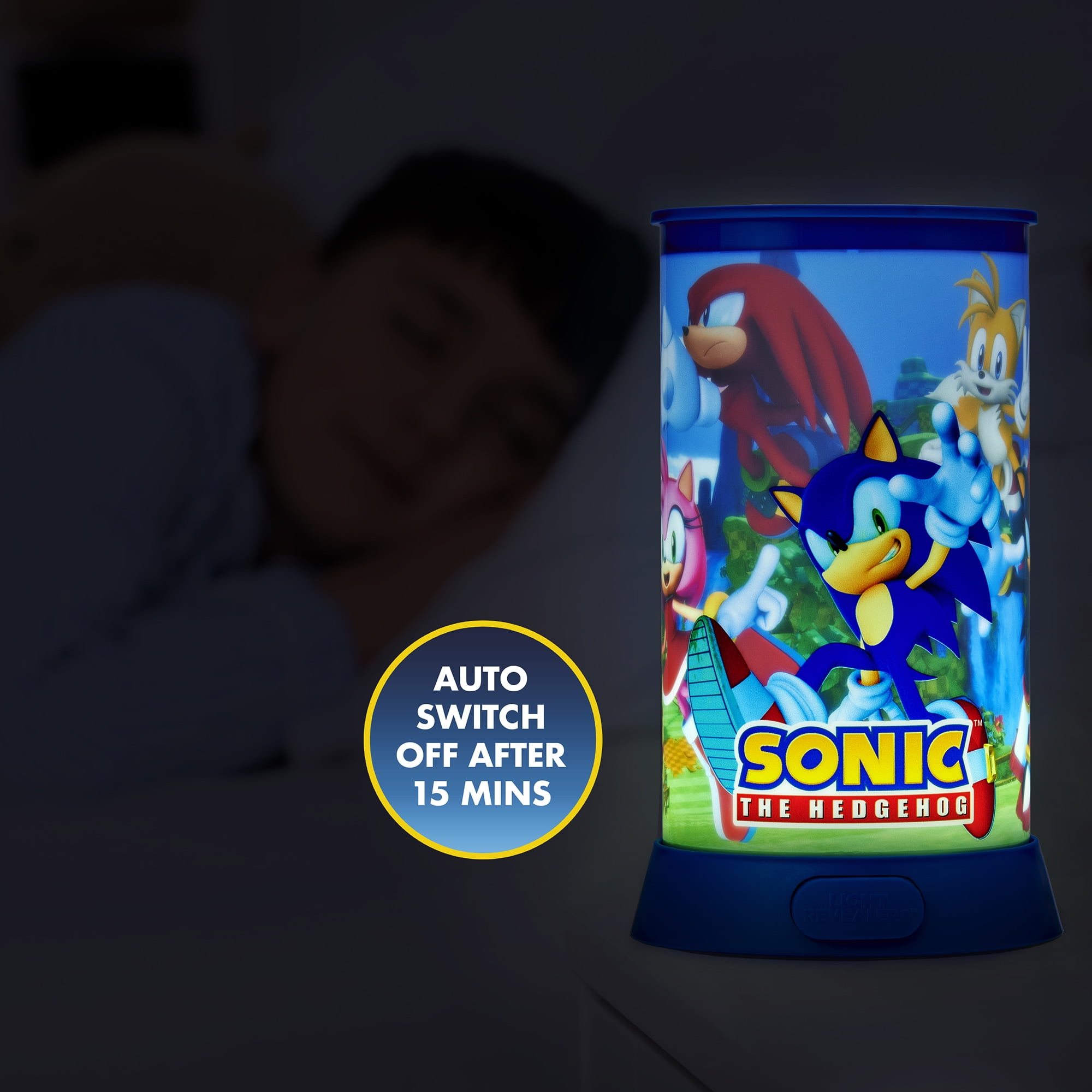 Wow Stuff! Light Revealers Lamp - Sonic The Hedgehog - 7.5" Night Light, 360 Image Scene & Character Reveal, Auto-Off, Illuminating Kids Room Decor