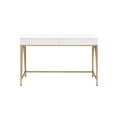 thumbnail image 2 of Bowery Hill Contemporary Vanity Desk in White High Gloss & Gold, 2 of 6