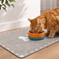 thumbnail image 5 of Pet Feeding Mat, 23.6inX15.7in Waterproof Quick-Dry Dog Cat Bowl Mat with Bone & Paw Print, Non-Slip, Gray, 5 of 6