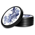 thumbnail image 1 of Silicone Non-Slip Drink Coasters with Removable Printed Absorbent Felt Pad - Set of 4 - Jumping Koi, 1 of 3