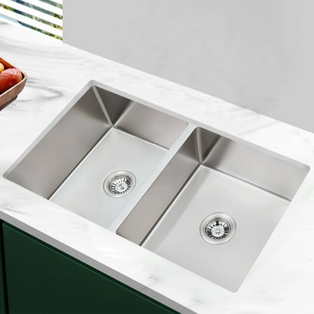 32 x 18 inch Undermount Double Bowl Kitchen Sink, 304 Stainless Steel Sink