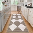thumbnail image 1 of Garvee 2'x6' Geometric Diamond Runner Rug, Machine Washable Rug Stain Resistant Indoor Carpet With Non-Slip Backing, Soft Low Pile Rug for Hallway Bedroom Laundry, Brown, 1 of 8