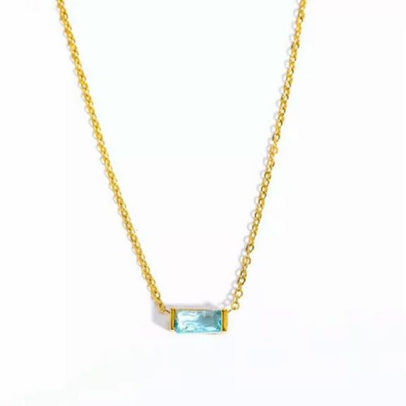 GKNET 12 Months Birthstone Cubic Zircon Pendant Necklace Women Charm Clavicle Choker-3