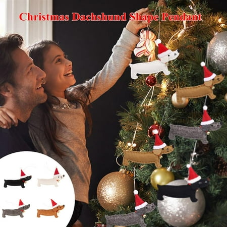 

Dealovy Christmas Tree Dachshund Shape Hanging Decoration Ornament Window Pendant 4pc Deals