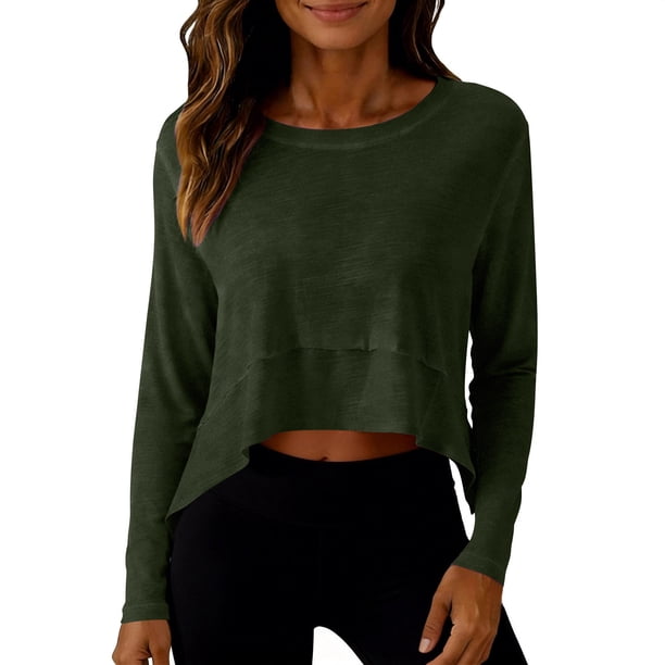 V Cuello 3/4 Manga Tops para las Mujeres Entrenamiento Camisas de Protección Solar, Camisetas de Moda Primavera Verano Blusas Túnica
