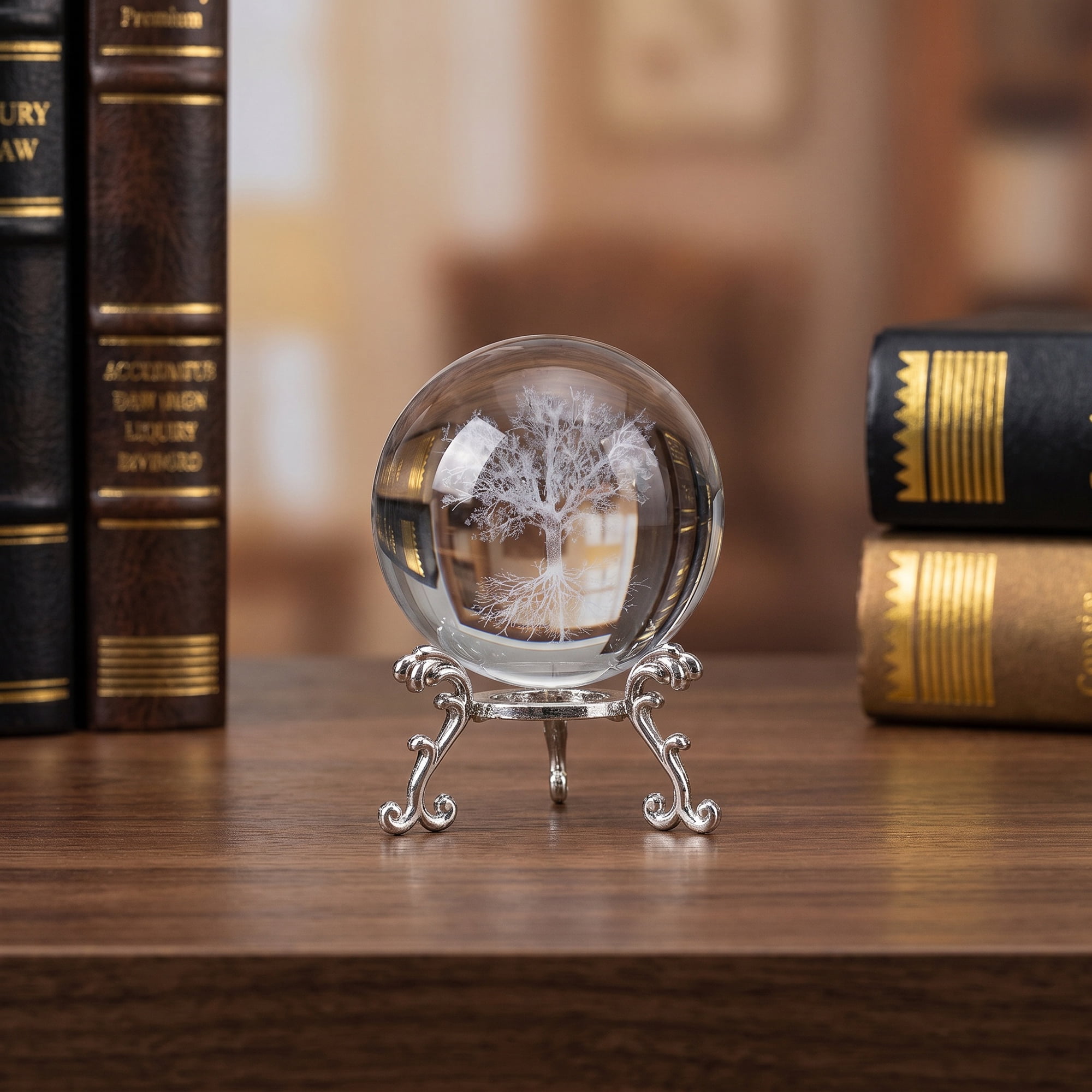 Unique Bargains Crystal Ball Figurine 3D Glass Paperweight with Base Clear Style I