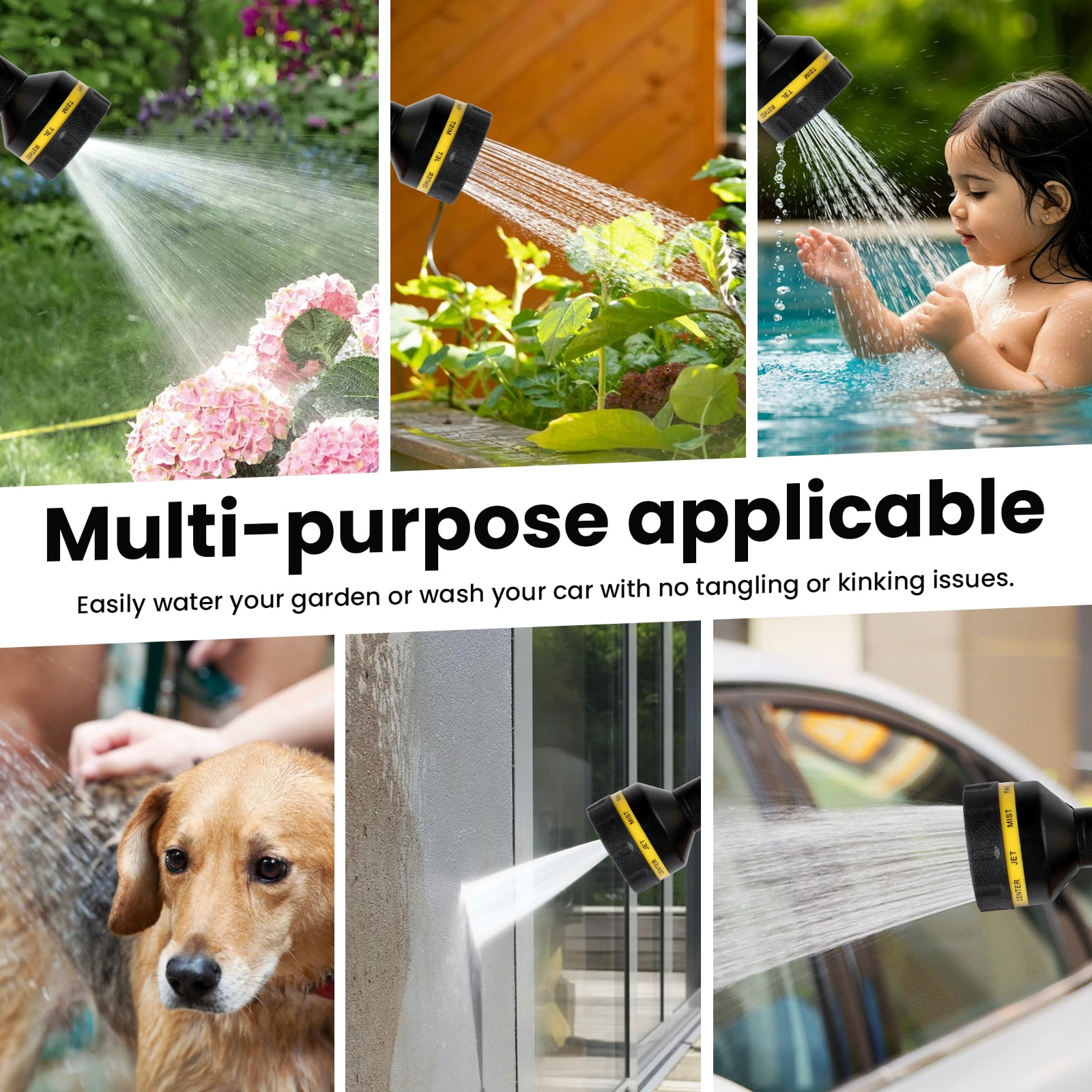 Retractable Garden Hose Reel 66 ft Upgraded Resistant Heavy Duty Hose Reel 3/4 in Brass Fitting 10 Pattern Nozzle Any Length Lock Slow Retraction