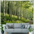 thumbnail image 4 of PIKWEEK  Forest Wall Tapestry Nature Tree Trail Path Landscape Wall Hanging, Morning Sunshine Through Green Tree Wall Tapestries for Home Office Indoor and Outdoor Decor Painting, 4 of 6
