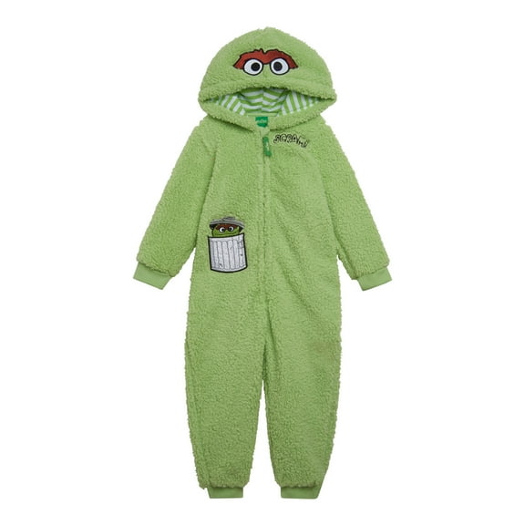 Sesame Street Oscar the Grouch Cozy Sherpa Zip Up Cosplay Costume Coverall Newborn to Toddler