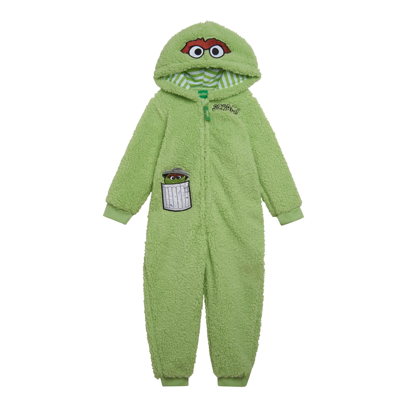 Sesame Street Oscar the Grouch Cozy Sherpa Zip Up Cosplay Costume Coverall Newborn to Toddler