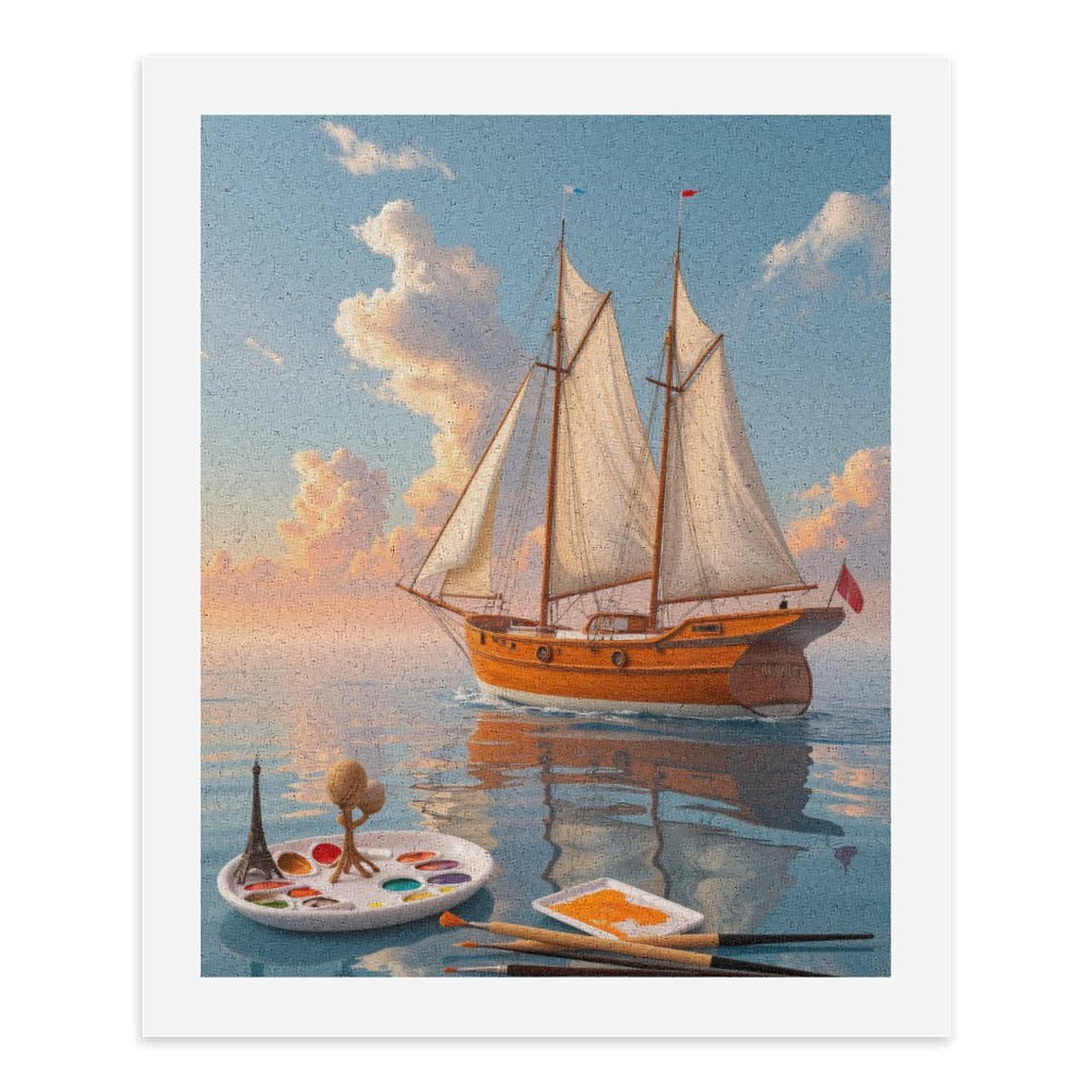 Paint By Numbers Kit for Adults Beginner - Sailboat Art Palette Sky Reflection DIY Canvas Painting Kits for Adults, Frameless Paint By Number for Adults for Home Wall Decor 16x20 Inch