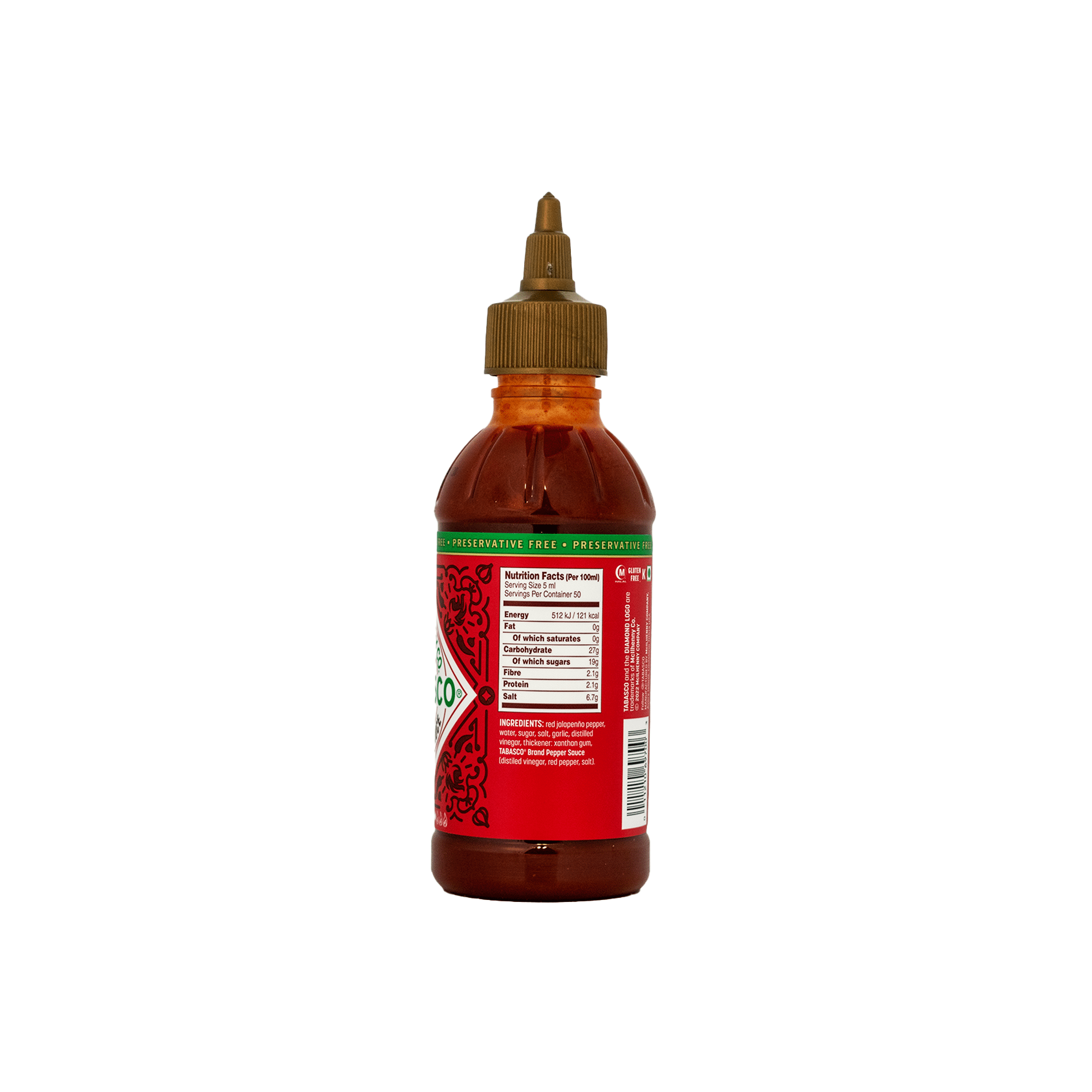 Tabasco Everyday Sriracha Hot Sauce, 256ml, Mild, Preservative Free, Shelf Stable, Plastic Bottle