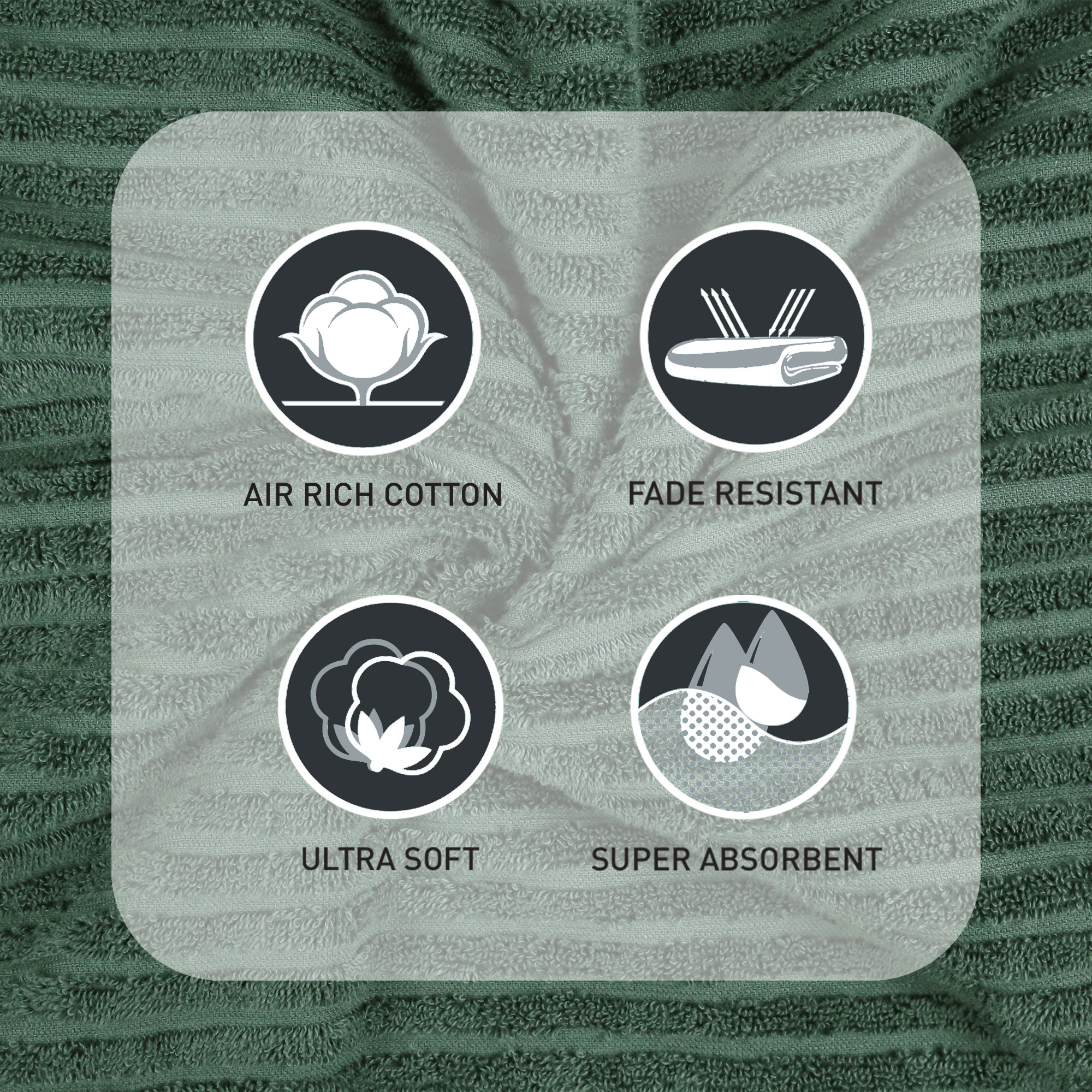 Better Homes & Gardens 6-Piece Bath Towel Set, Green Ash photo 4