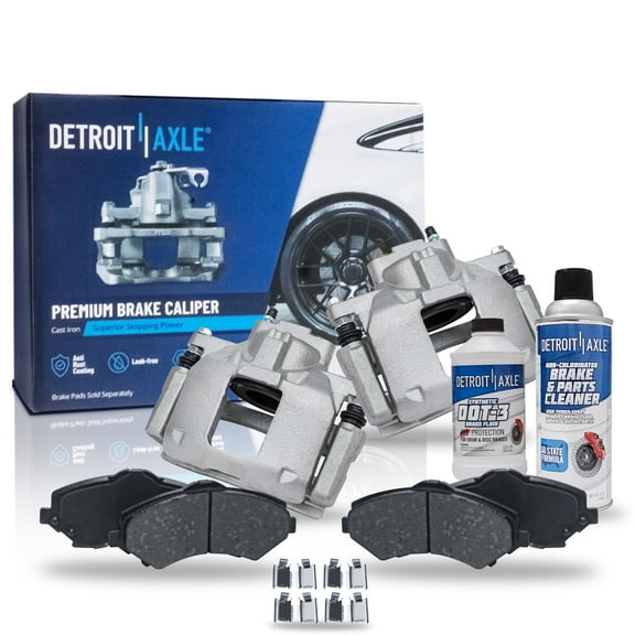 Detroit Axle - Front Brake Kit for 08-12 Chrysler Town & Country Dodge Grand Caravan VW Routan Disc Brake Calipers Ceramic Brake Pads 2008 2009 2010 2011 2012 Replacement
