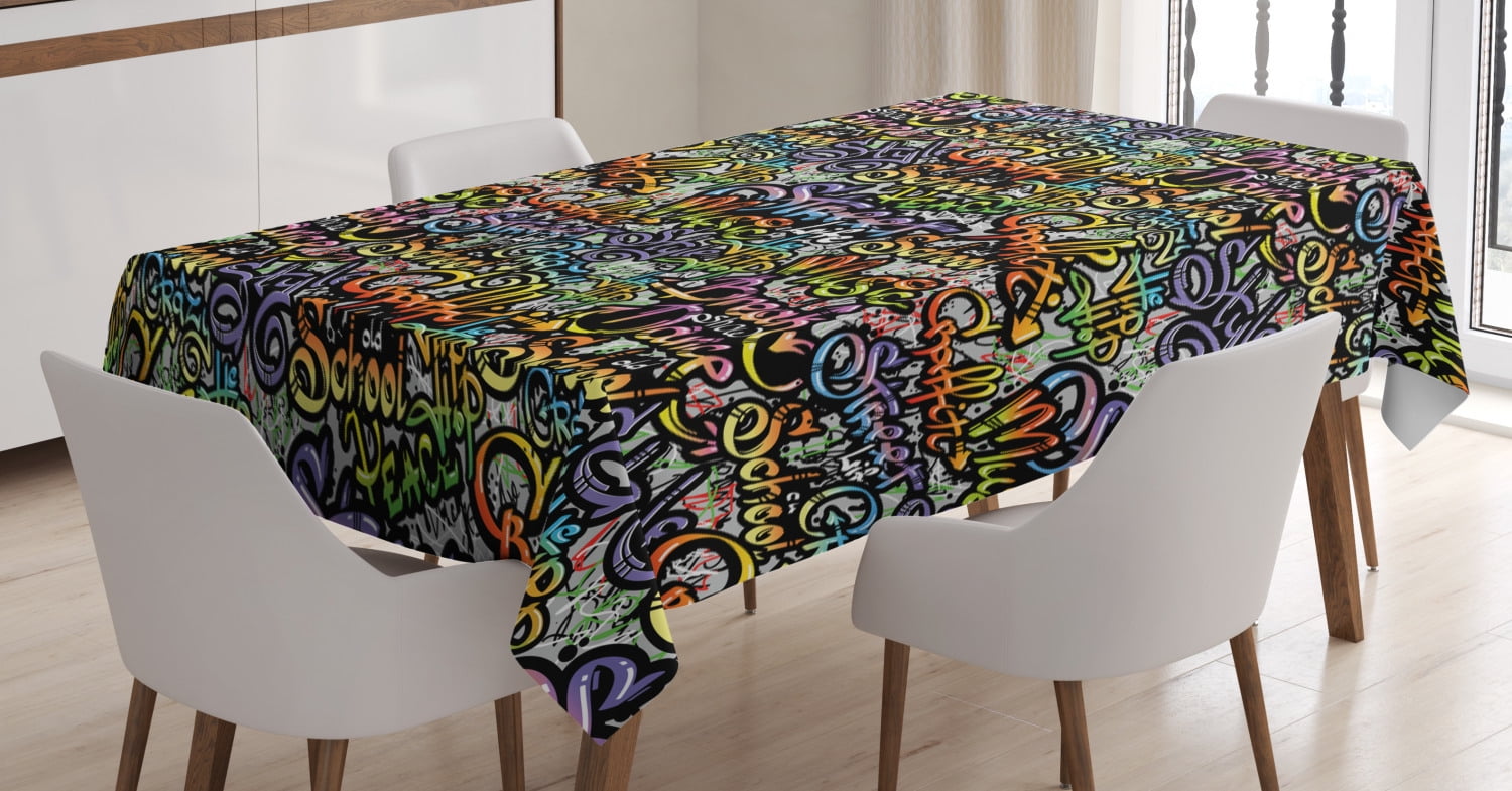 Hip Hop Tablecloth, Grafitti Spray Paint Style Background Ghetto Street