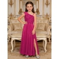 thumbnail image 5 of Hansber Girls Formal Dress One Shoulder Bow Sequin Slit Hem Birthday Party Dress Prom Pageant Ball Gowns Hot Pink 10, 5 of 7