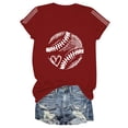 thumbnail image 5 of Red T Shirts for Women Daily Casual Printed Short Sleeve O Neck T Shirt Tops Fashion Clothing, 5 of 6