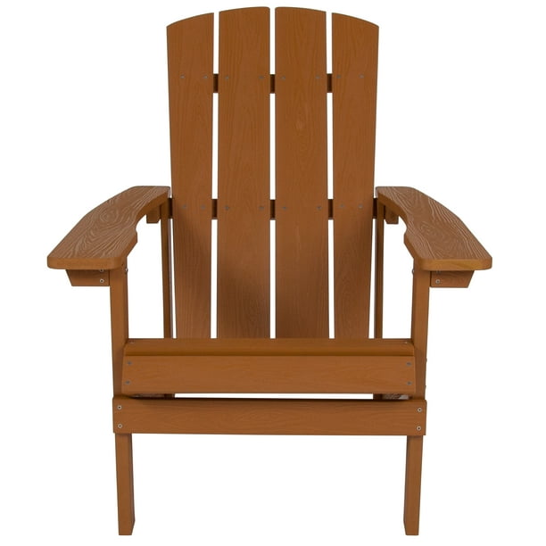 Flash Furniture Charlestown AllWeather Adirondack Chair in Teak Faux