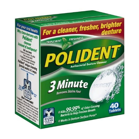 polident denture cleanser 3 minute 40 tablets pack of 6