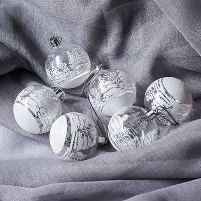 Hand Painted Glass Ball Ornaments KABOER 6cm Transparent Christmas Ball Snowball Hand Painted Ball Christmas Tree Ornament Pendant Window Ceiling Decoration ()