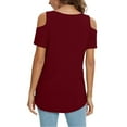 thumbnail image 3 of Aloohaidyvio Tops for Women,Womens Fashion Casual Solid V-Neck Short Sleeve Loose T-Shirt Pullover Tops, 3 of 5