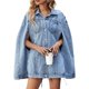 thumbnail image 1 of Chaqueta Vaquera para Mujer, Estilo Poncho, Capa, Chaqueta Vaquera, Ropa de Abrigo Holgada Azul L, 1 of 10