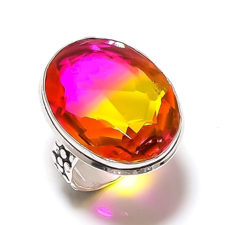 Natural Tourmaline Gemstone Handmade 925 Sterling Silver Jewelry Ring S.6