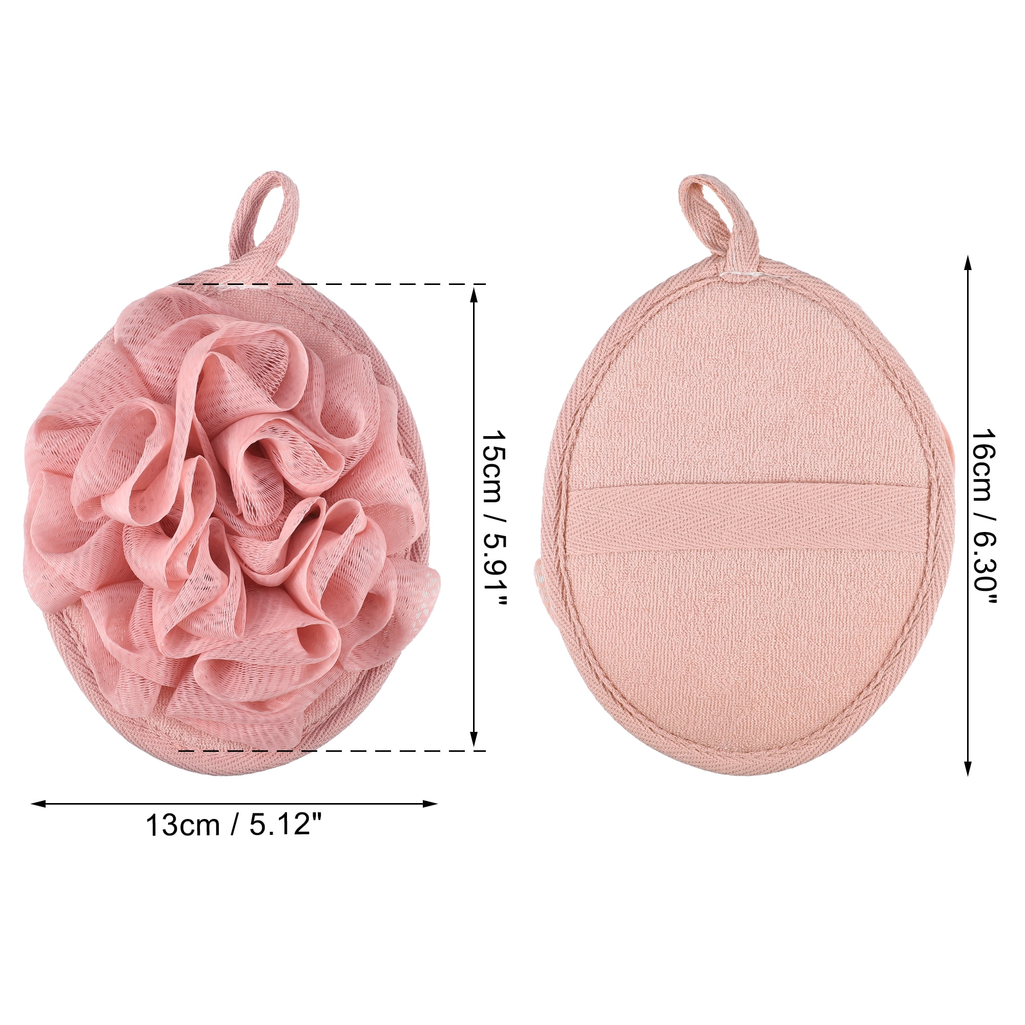 Unique Bargains Bath Shower Loofah Sponge Body Puffs for Bathroom Pink