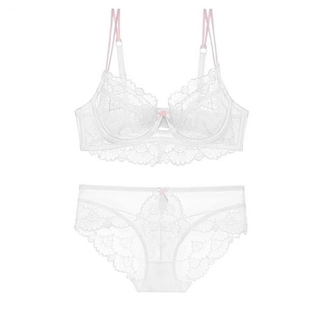 8QIDA Lingerie Sets for Women Sexy Plus Size 16 Womens Thin Comfortable Breathable Bra Sexy Color Collision Ladies Bra Set. White-a 75B