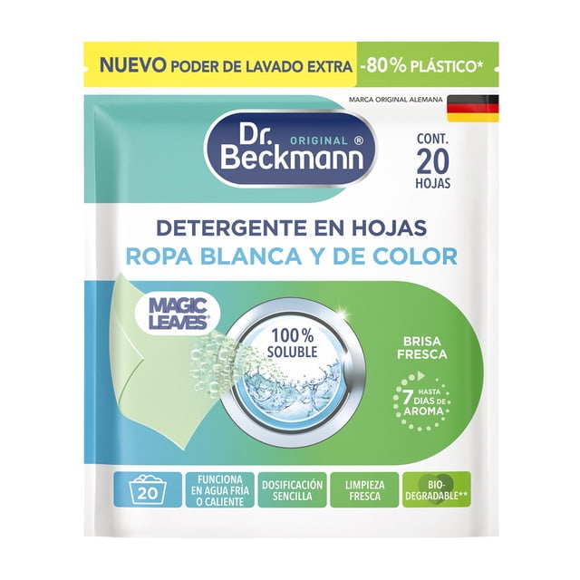 Detergente en hojas Dr Beckmann para ropa blanca y de color frescura intensa 20 hojas