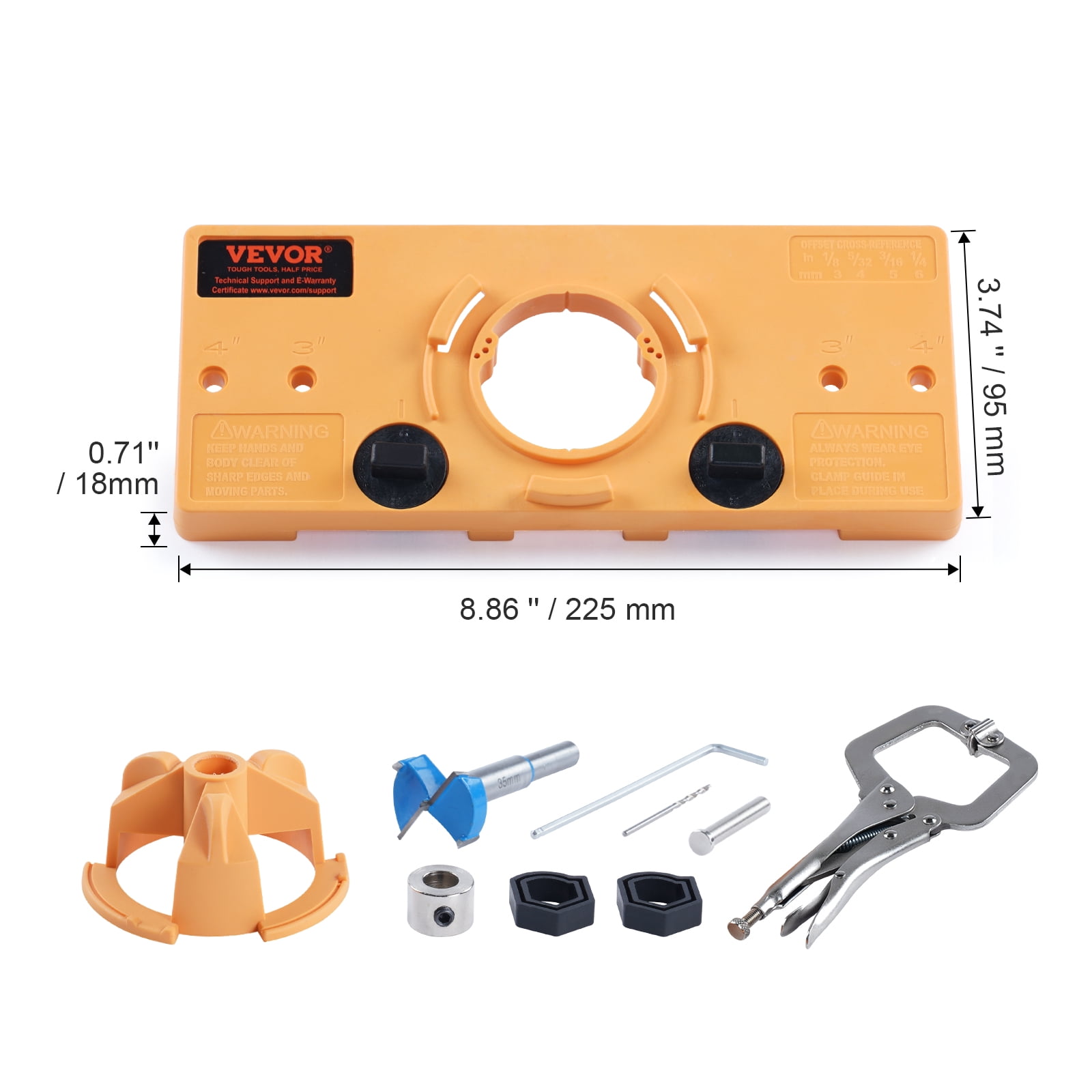 SKYSHALO Concealed Hinge Jig, Hinge Drilling Tool Set, PA66 Nylon and Steel Material, Suitable for Face Frame Cabinet Cupboard Door Hinges, DIY Tools for Cabinet Door Installation