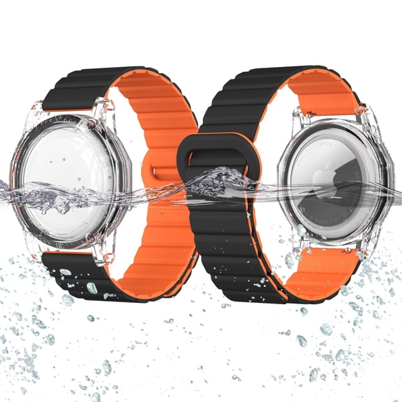 YUNOVA AirTag Wristband for Kids, IPX8 Waterproof Silicone Strap with Magnetic Clasp, Adjustable Hidden Holder Compatible with Apple AirTag Tracker for Child Teen Swimming