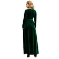 thumbnail image 2 of IBTOM CASTLE Women's Fall Winter Velvet Dress Long Sleeve Round Neck Maxi Dress with Belt Wedding Guest Cocktail Gown Evening Party Dress XL Green, 2 of 8