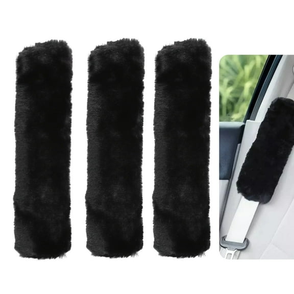 3pcs Soft Black Seatbelt Shoulder Pad Covers for Comfortable Driving Protection