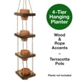 thumbnail image 2 of Excello Global Products 4 Pot Hanging Planter: Farmhouse Solid Wood Rustic Distressed wood. Includes 4  small ceramic pots.? Ready to Hang. - EGP-HD-0407, 2 of 5