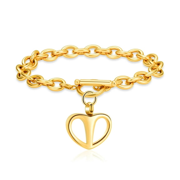 Urn for Ashes Heart Bracelet for Women Stainless Steel Cremation Bangle Jewelry Adjustable Keepsake Memorial Bracelet