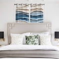 thumbnail image 4 of Blue Beige Kitchen Curtains Short 54 Inch Length, Coastal Vintage Modern Abstract Art Grommet Top Bedroom Living Room Curtains, Light Filtering Cafe Curtain Drapes 2 Panels Set 84''x54'', 4 of 9