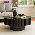 thumbnail image 2 of Hassch 31.5" Round Coffee Table, MDF Accent Table with Solid Wood Relief Edges, Modern Industrial Center Table for Living Space & Home Decor, Black, 2 of 6