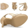 thumbnail image 4 of BLISSFUL STEP Women's Glitter Platform Strappy Stiletto Heels Sandals, 4 of 6