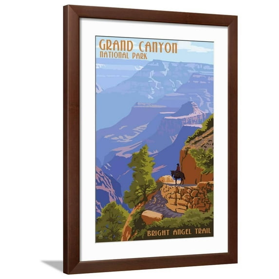 Grand Canyon National Park - Bright Angel Trail, Scenic Framed Art Print Wall Art by Lantern Press