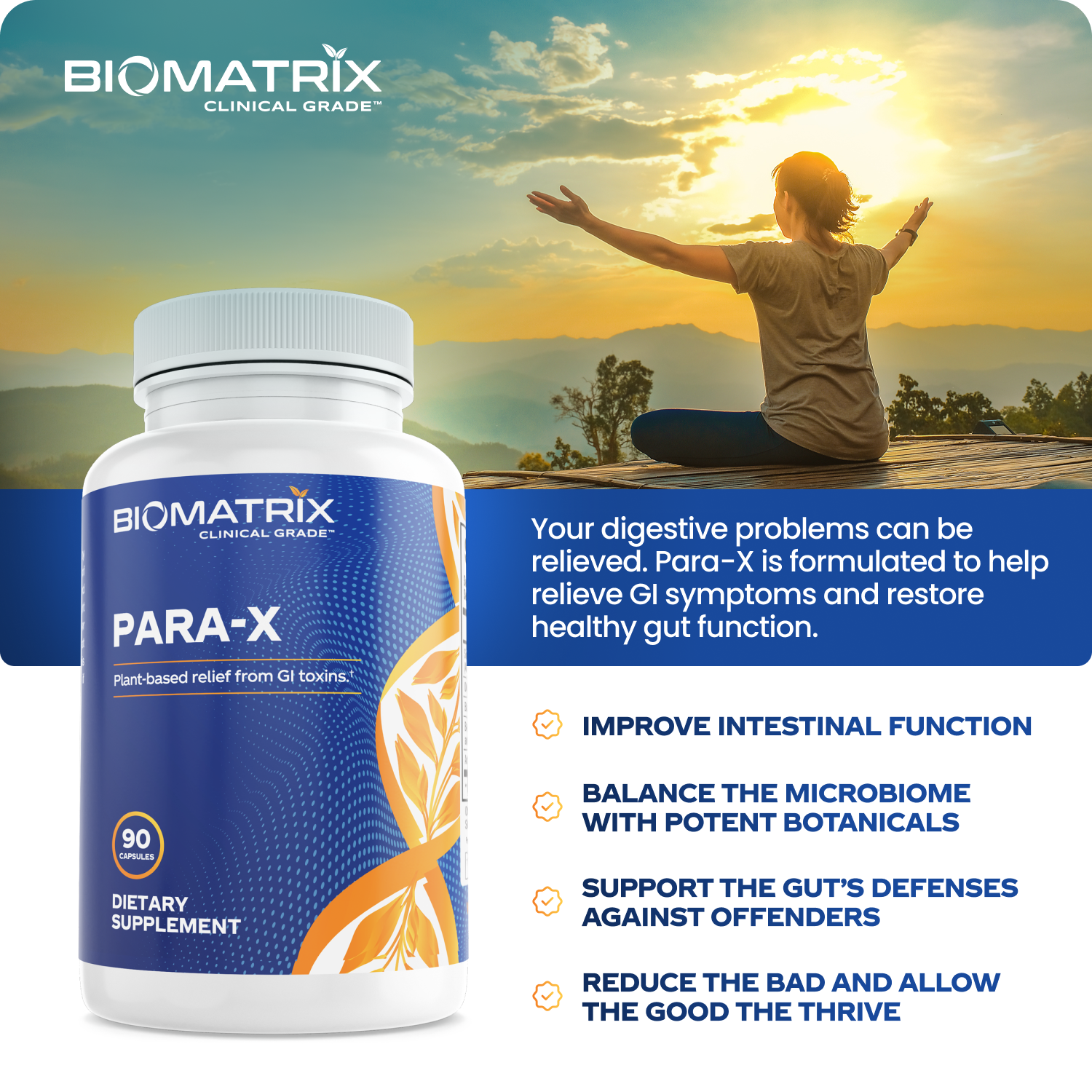 Biomatrix Para-x Gut Health Wormwood, Black Walnut, Artemisinin, Berberine Sulfate (90 Capsules)